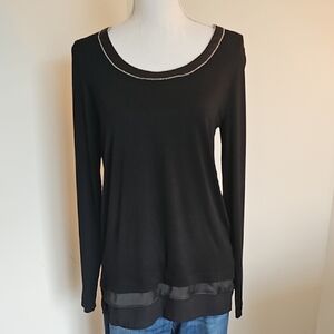 White House Black Market Black Long Sleeve Blouse